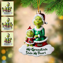Load image into Gallery viewer, Personalized Grinch Grandkids Ornament Custom Name Gift for Grandma
