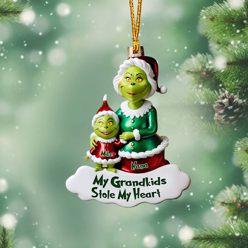 Personalized Grinch Grandkids Ornament Custom Name Gift for Grandma