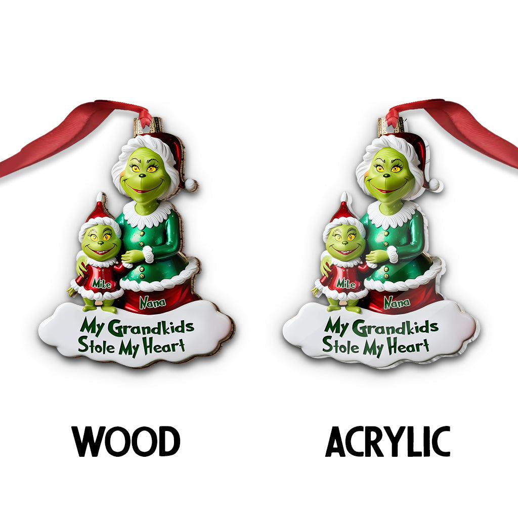 Personalized Grinch Grandkids Ornament Custom Name Gift for Grandma