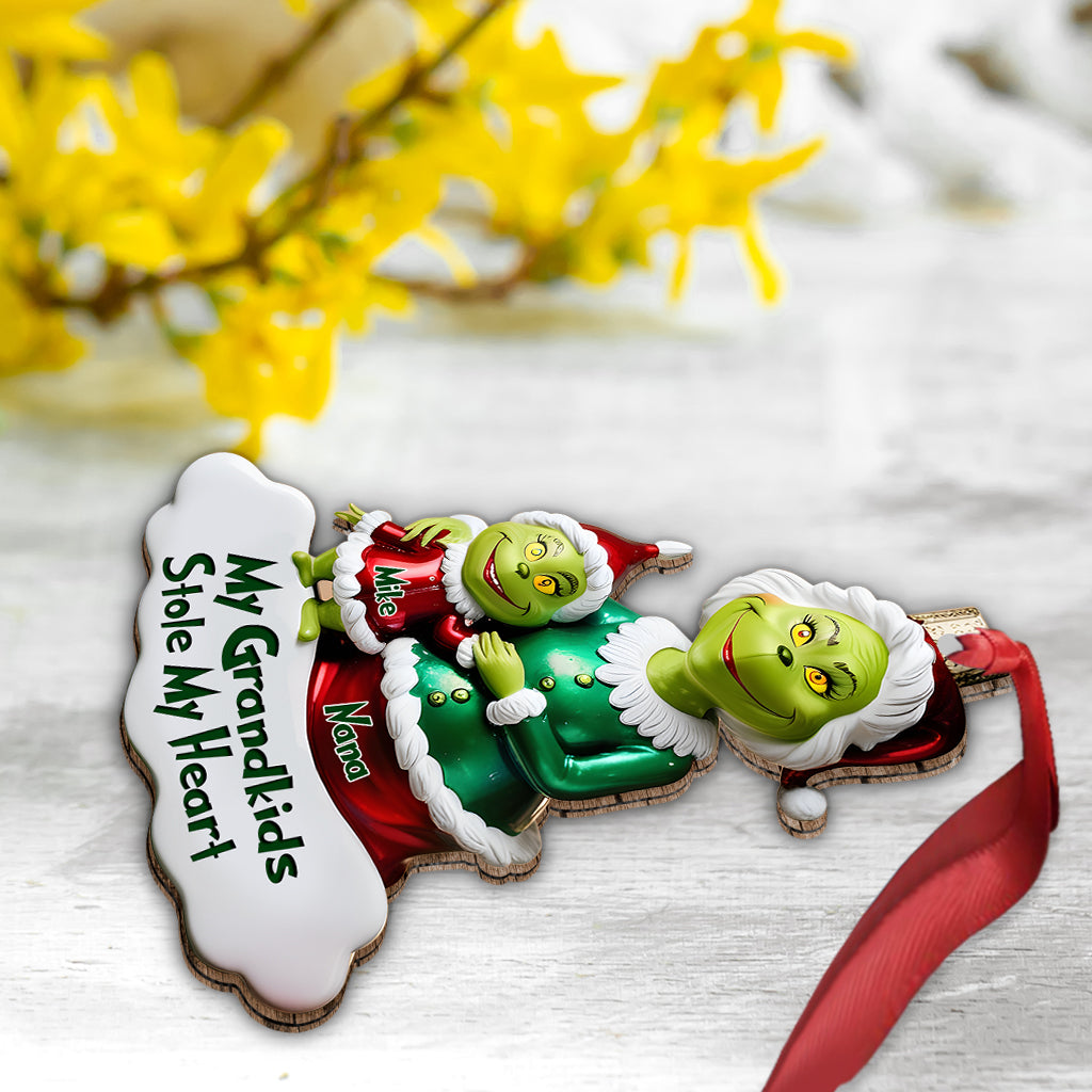 Personalized Grinch Grandkids Ornament Custom Name Gift for Grandma
