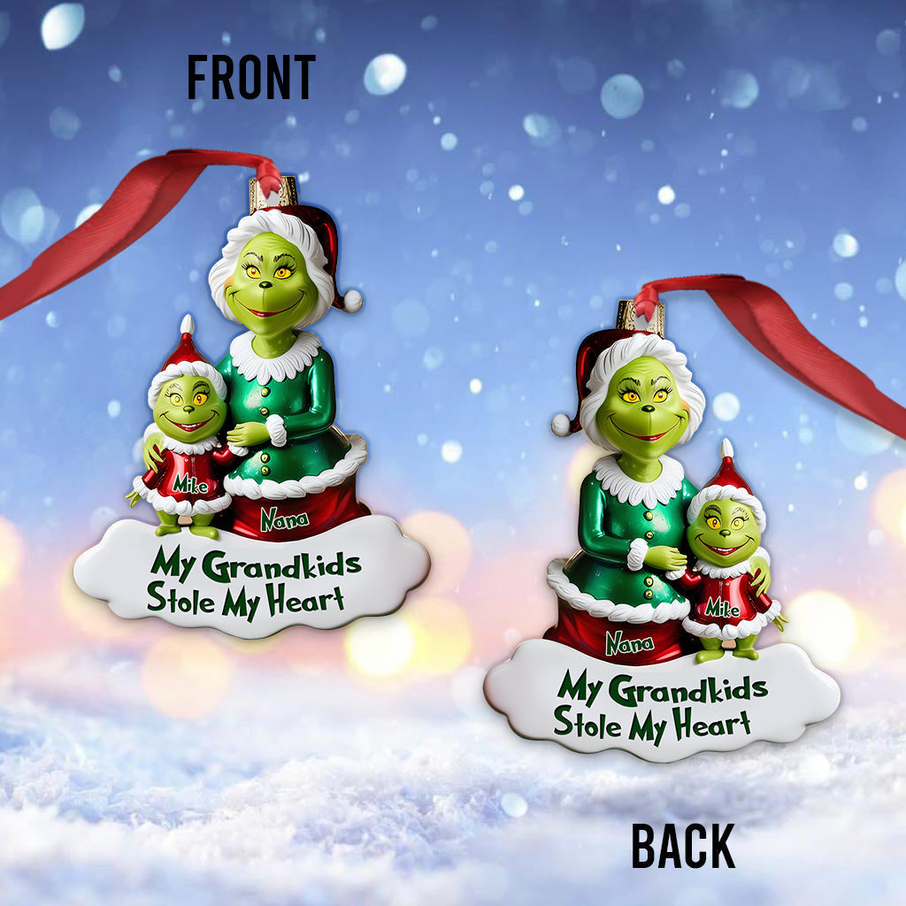 Personalized Grinch Grandkids Ornament Custom Name Gift for Grandma