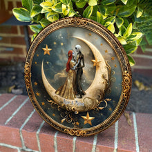 Load image into Gallery viewer, Personalized Round Wood Sign Custom Name Art for Couple Engagement Wedding Gift
