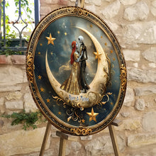 Load image into Gallery viewer, Personalized Round Wood Sign Custom Name Art for Couple Engagement Wedding Gift
