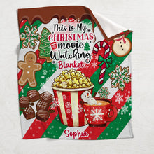 Load image into Gallery viewer, Personalized Christmas Movie Watching Blanket Custom Name Gift
