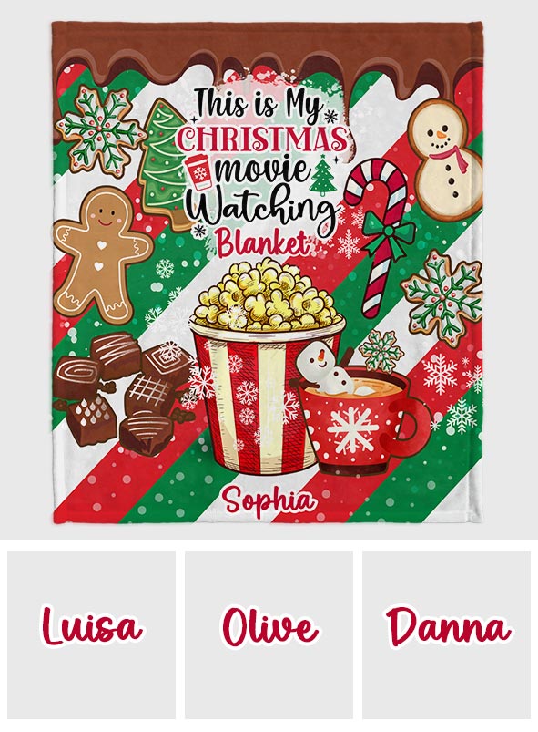 Personalized Christmas Movie Watching Blanket Custom Name Gift