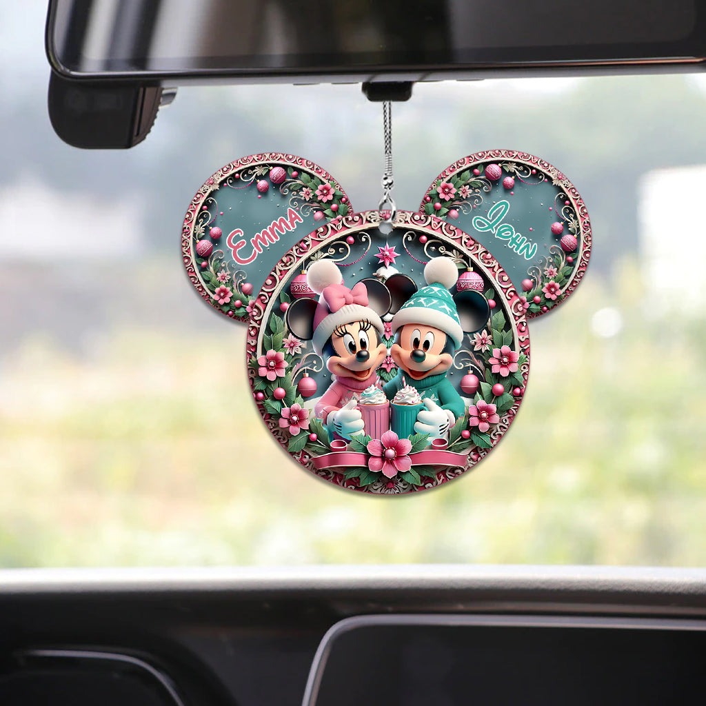 Personalized Mouse Couple Car Ornament Custom Name Gift