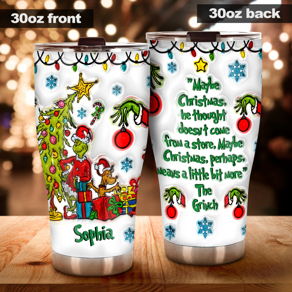 Personalized Grinch Christmas Tumbler with Custom Name Gift