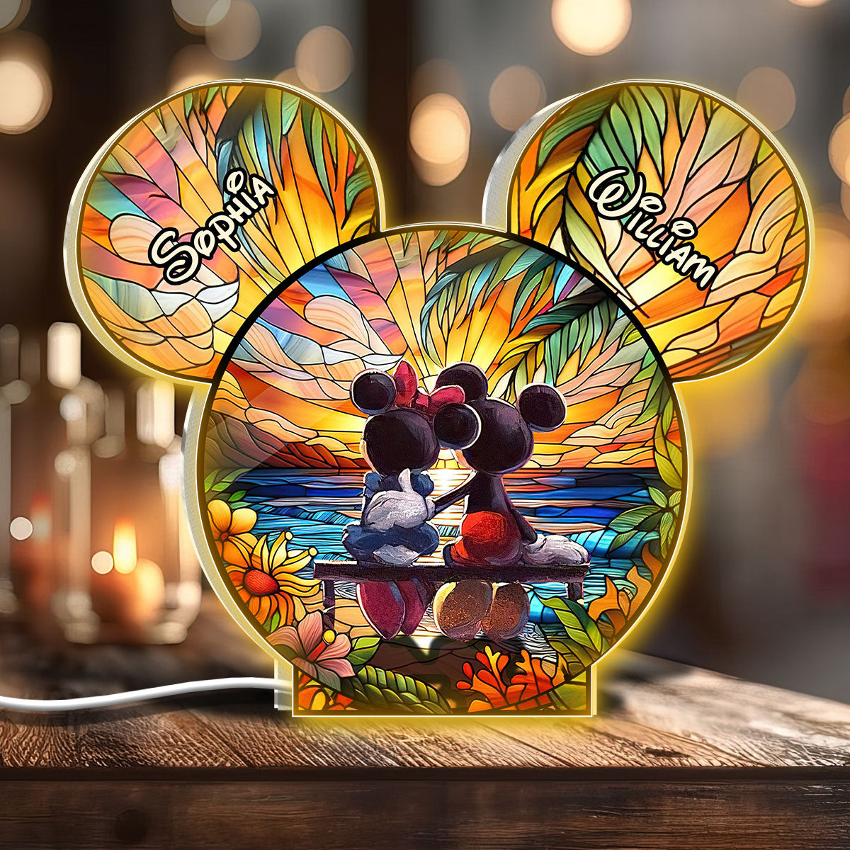 Personalized Mouse Shaped Light Box Custom Name Gift for Couples