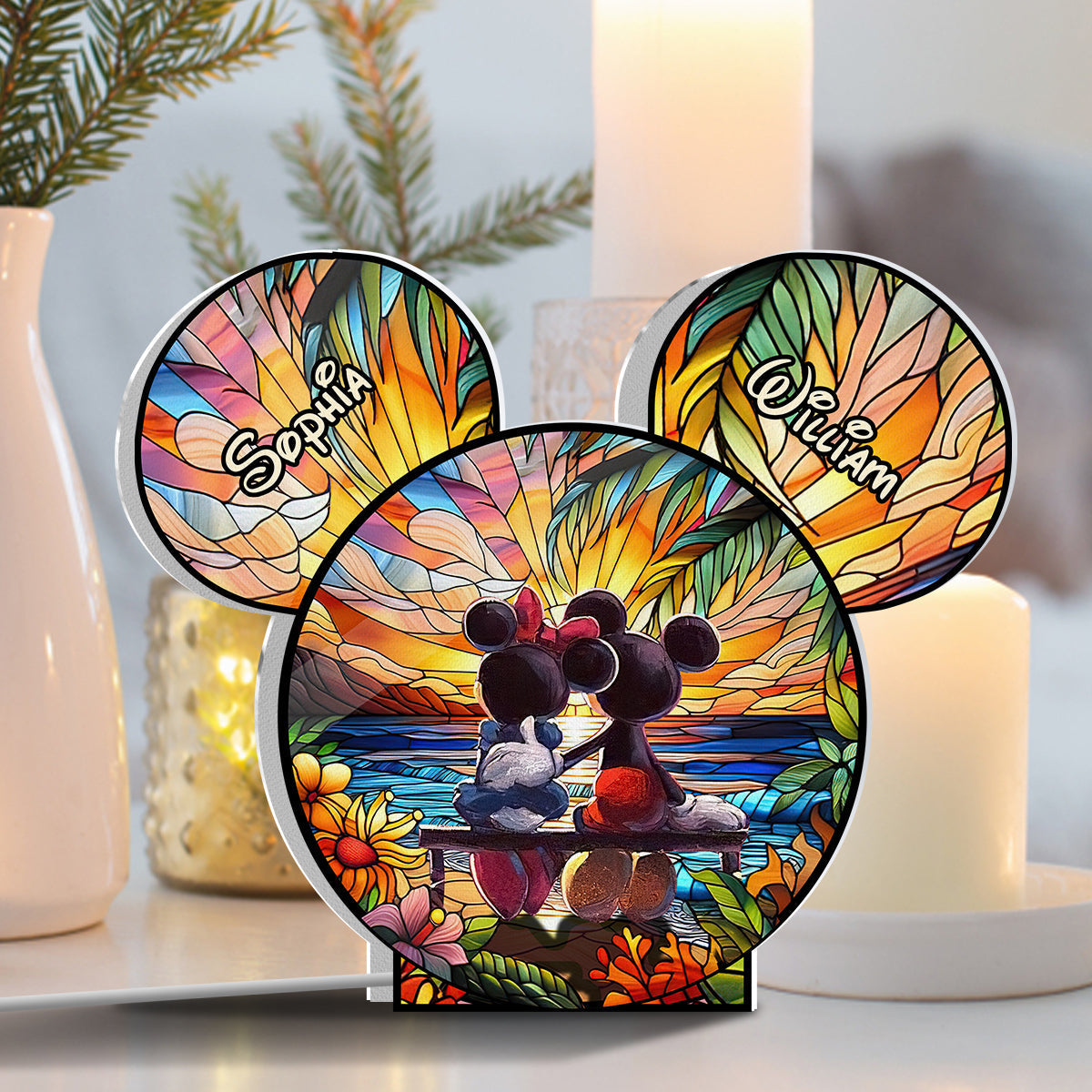 Personalized Mouse Shaped Light Box Custom Name Gift for Couples