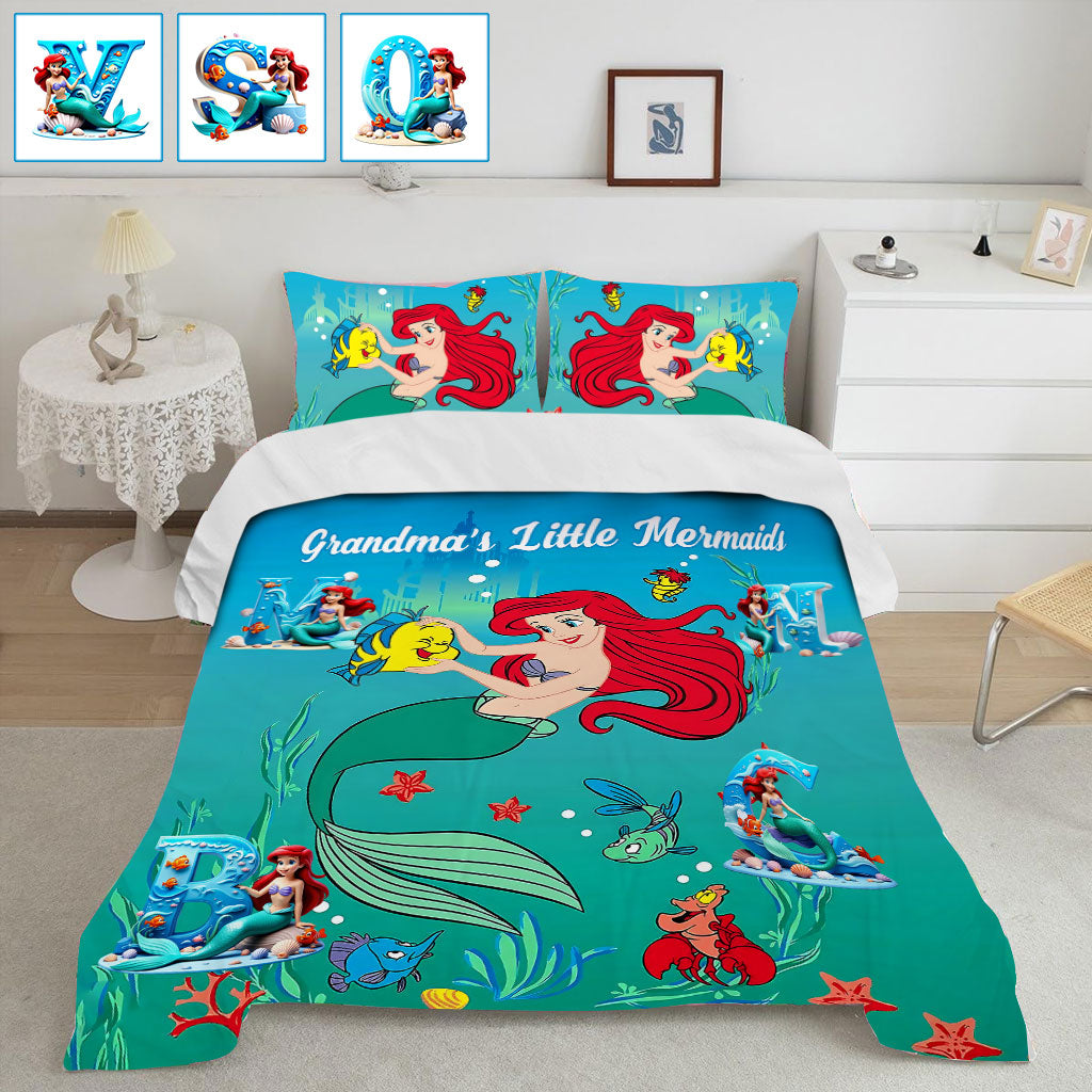 Personalized Mermaid Bedding Set for Grandma's Little Mermaids