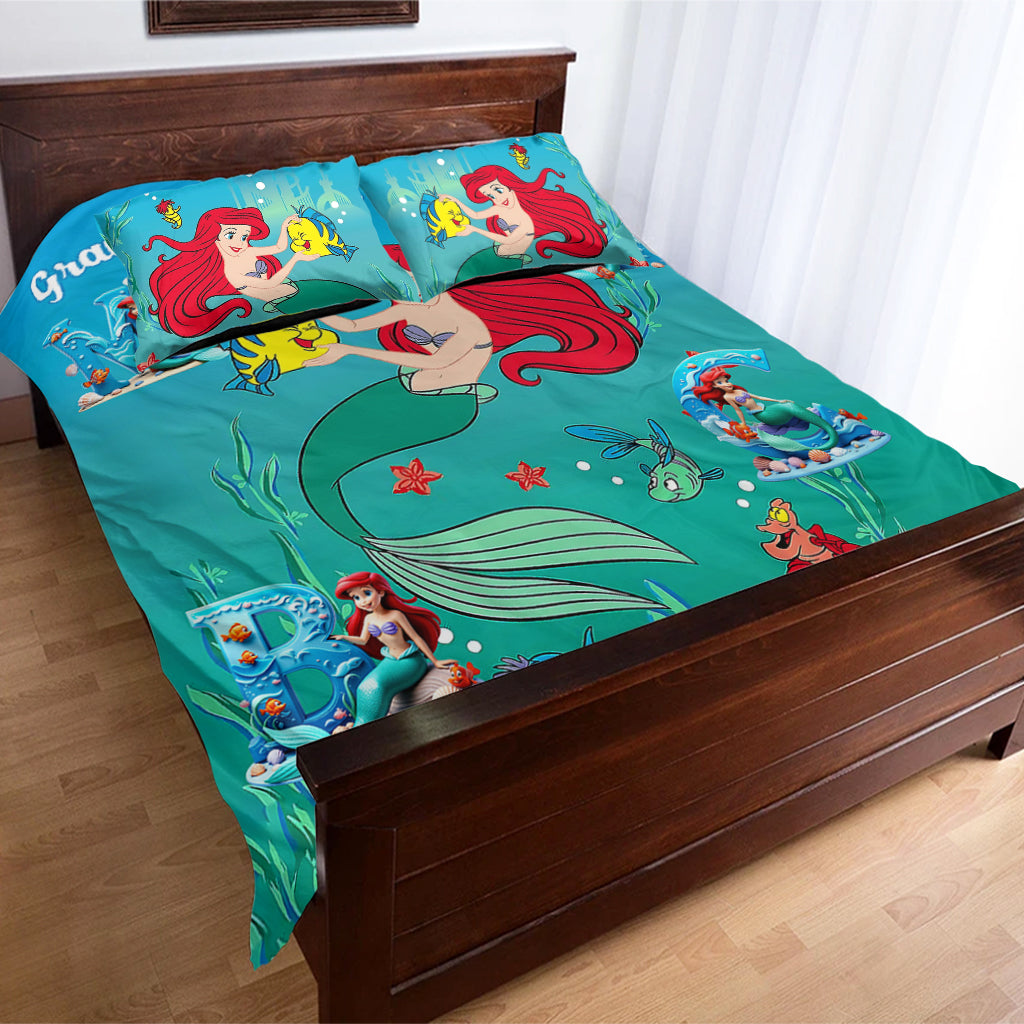 Personalized Mermaid Bedding Set for Grandma's Little Mermaids