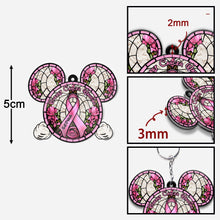 Load image into Gallery viewer, Personalized Breast Cancer Warrior Mouse Keychain Custom Name Gift
