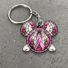 Load image into Gallery viewer, Personalized Breast Cancer Warrior Mouse Keychain Custom Name Gift
