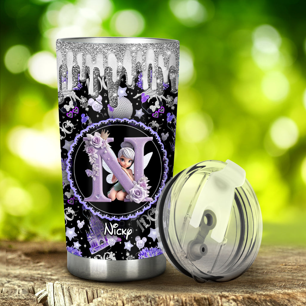 Personalized Magic Purple Tumbler Custom Name with Fairy Design