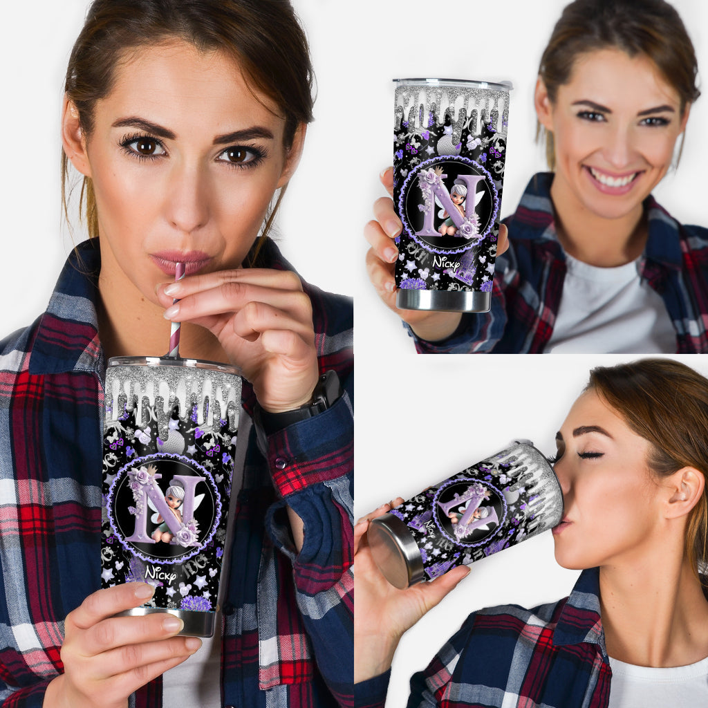 Personalized Magic Purple Tumbler Custom Name with Fairy Design