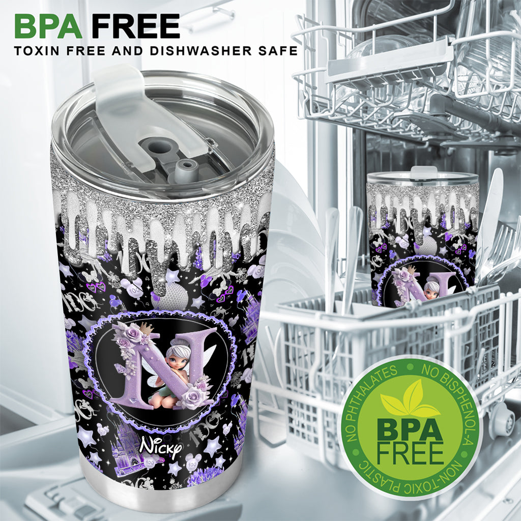 Personalized Magic Purple Tumbler Custom Name with Fairy Design