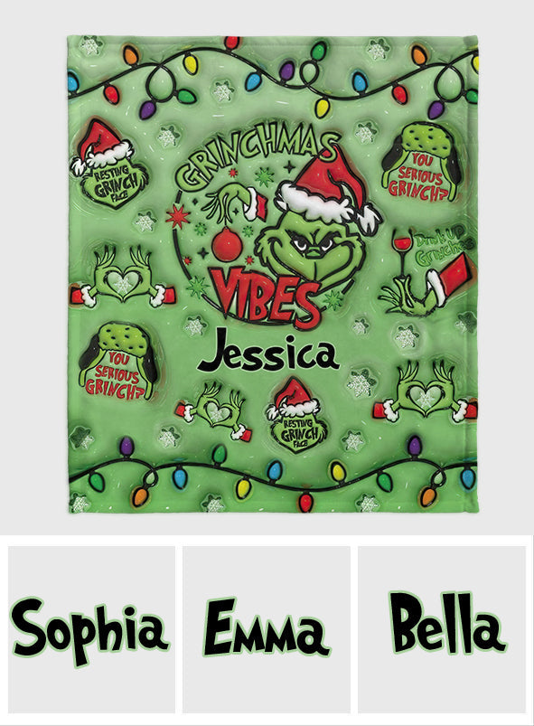 Personalized Merry Grinchmas Blanket Custom Name Gift for Christmas