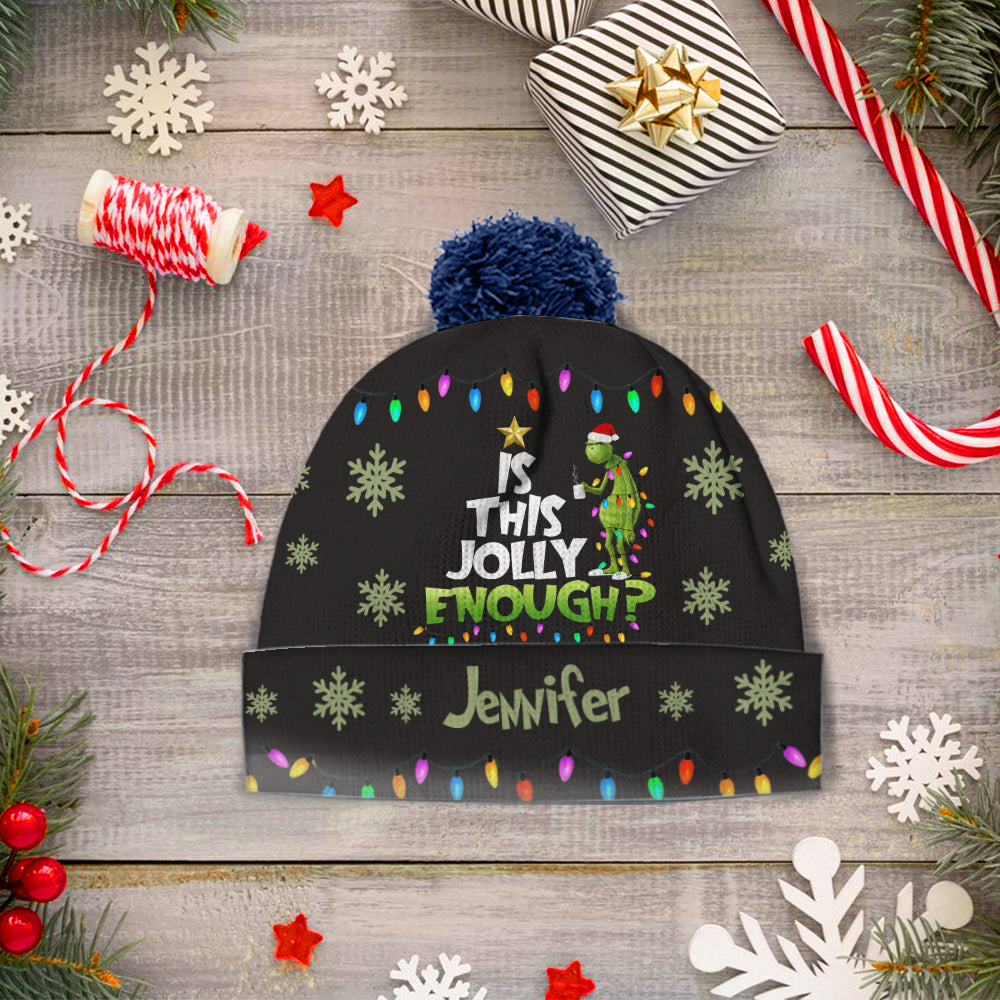 Personalized Christmas Beanie Hat with Custom Name - Cozy Gift Idea