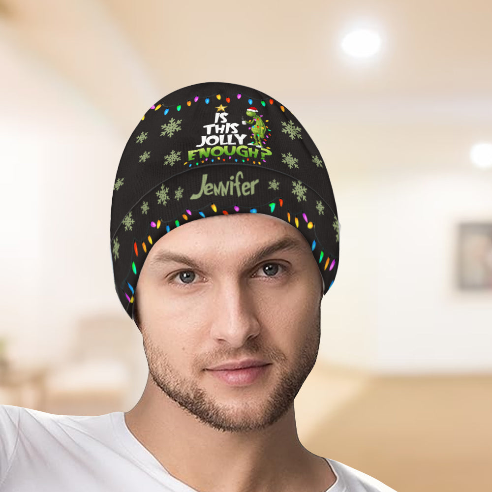 Personalized Christmas Beanie Hat with Custom Name - Cozy Gift Idea