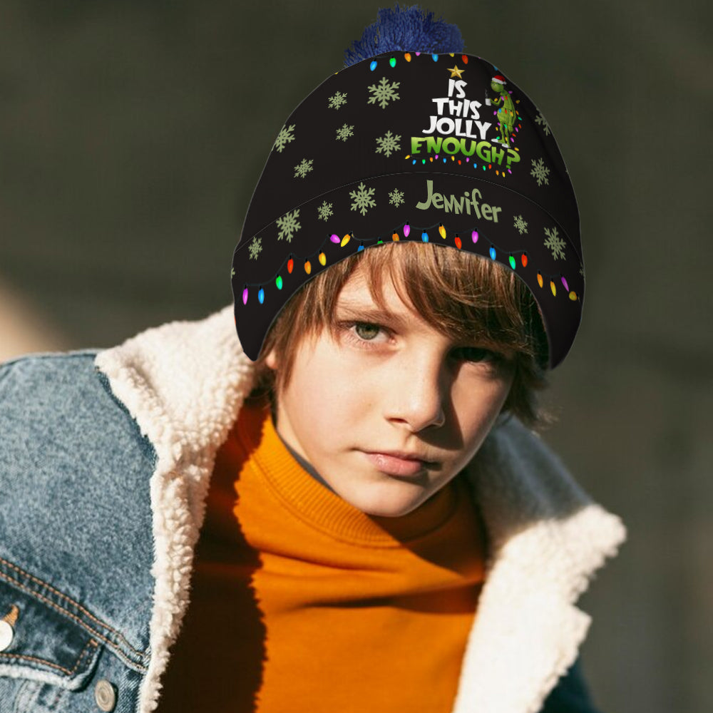 Personalized Christmas Beanie Hat with Custom Name - Cozy Gift Idea