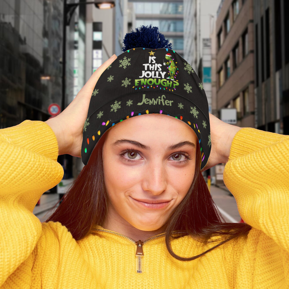 Personalized Christmas Beanie Hat with Custom Name - Cozy Gift Idea