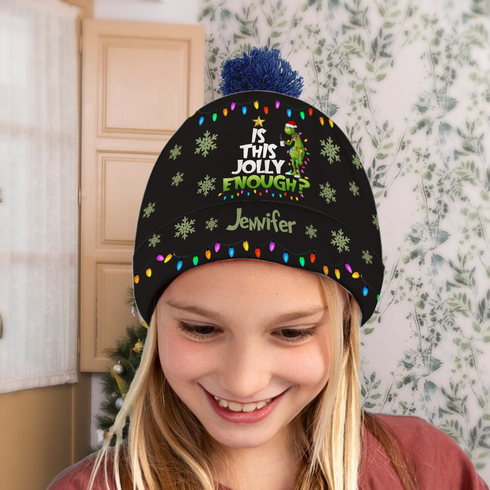 Personalized Christmas Beanie Hat with Custom Name - Cozy Gift Idea