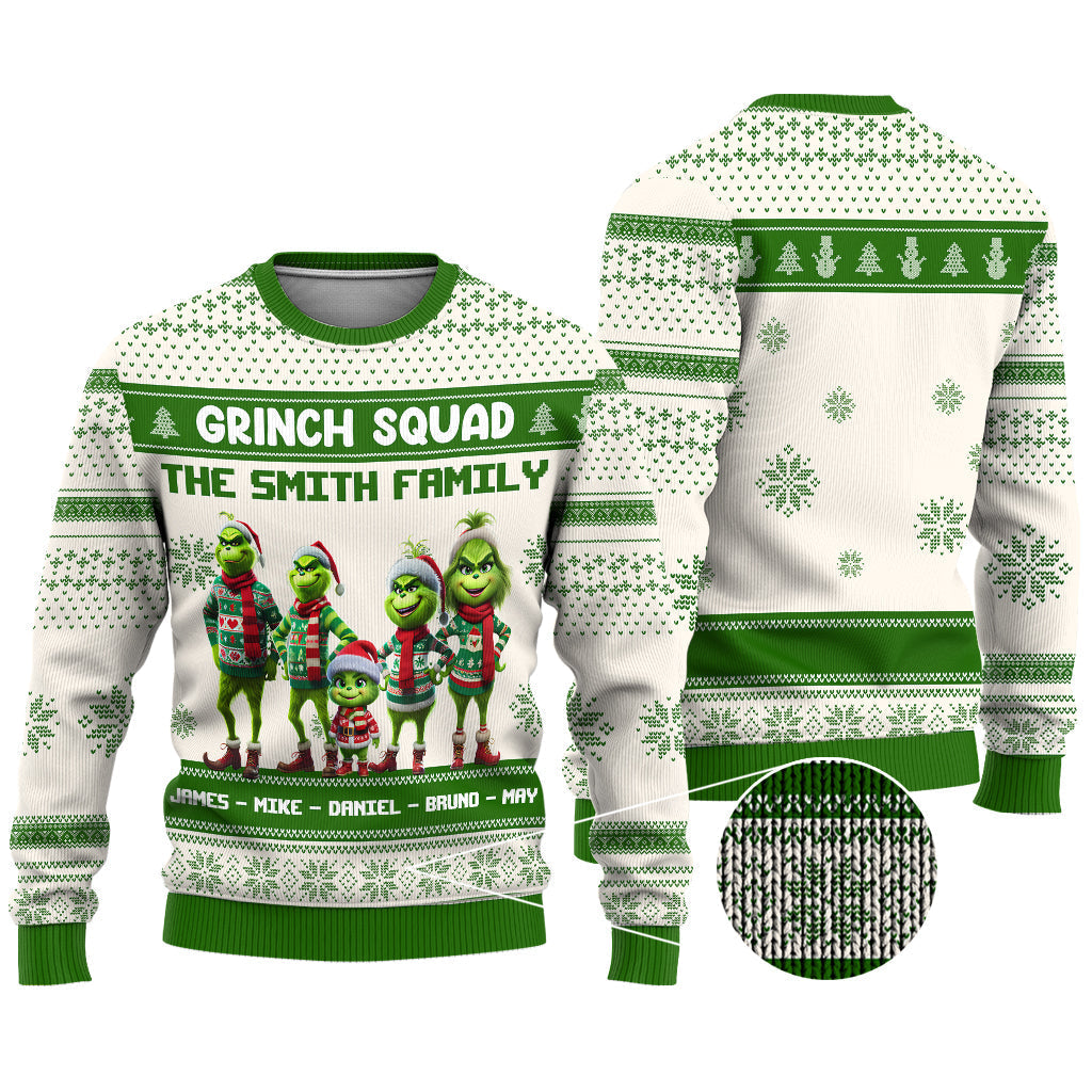 Personalized Grinch Squad Ugly Sweater Family Christmas Gift