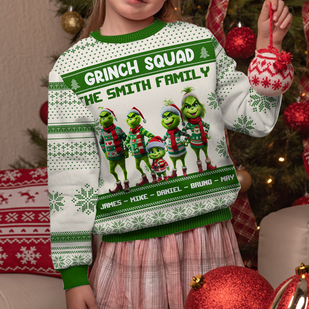 Personalized Grinch Squad Ugly Sweater Family Christmas Gift