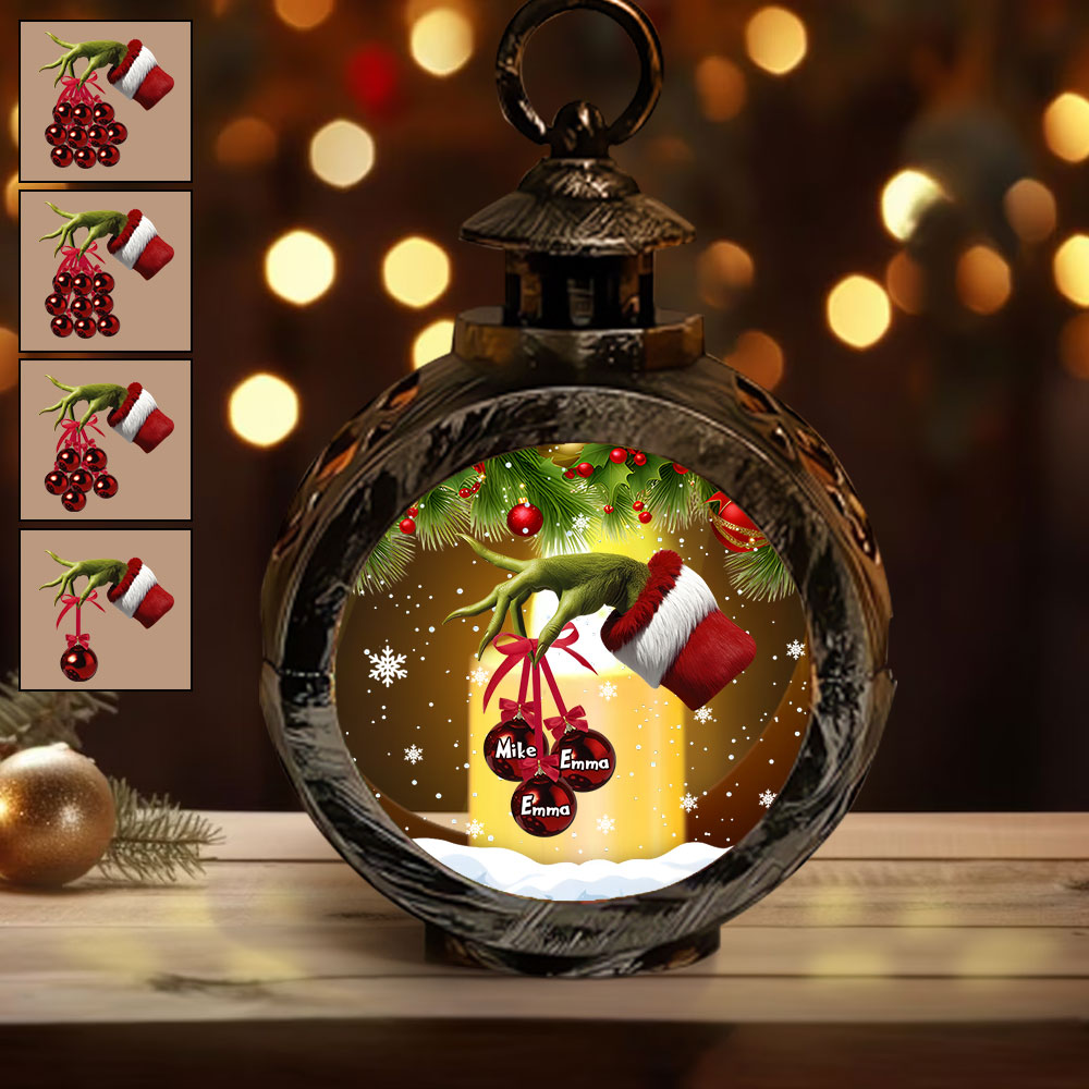 Personalized Christmas Family Lantern with Light Gift Idea