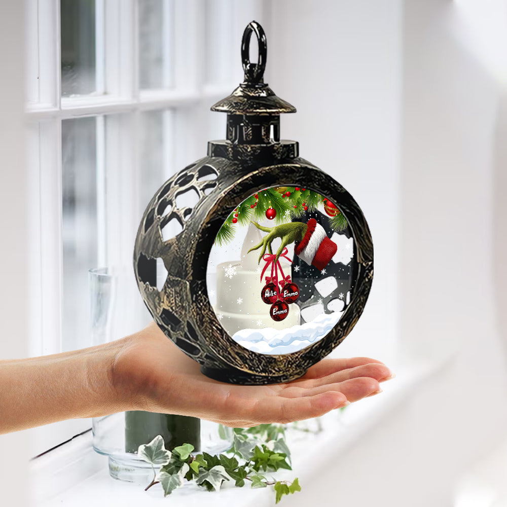 Personalized Christmas Family Lantern with Light Gift Idea