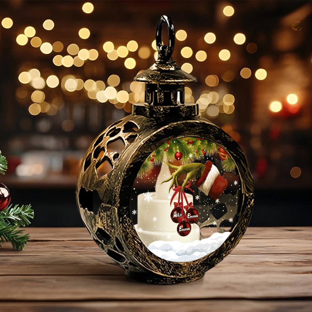 Personalized Christmas Family Lantern with Light Gift Idea