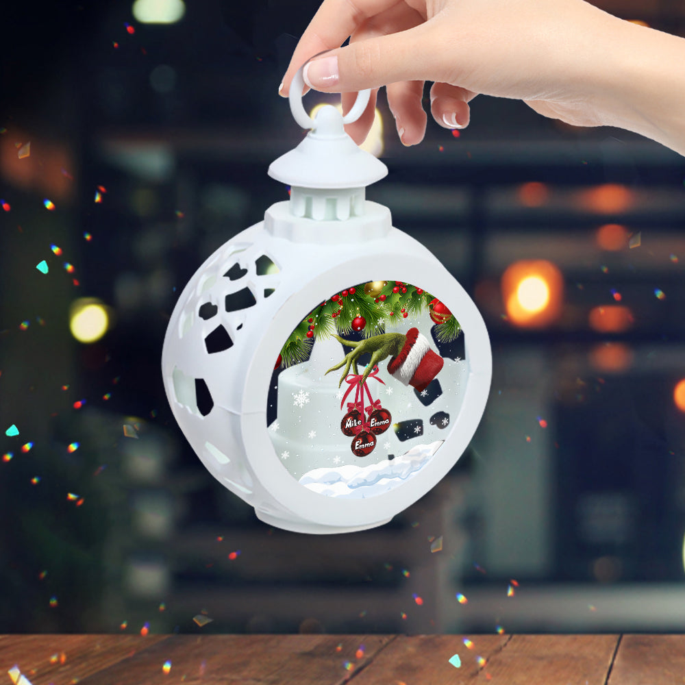 Personalized Christmas Family Lantern with Light Gift Idea