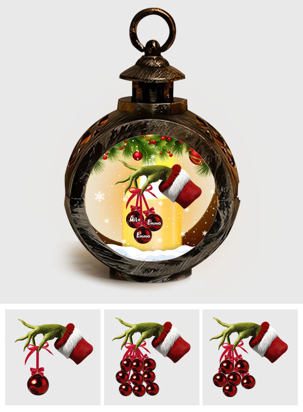 Personalized Christmas Family Lantern with Light Gift Idea