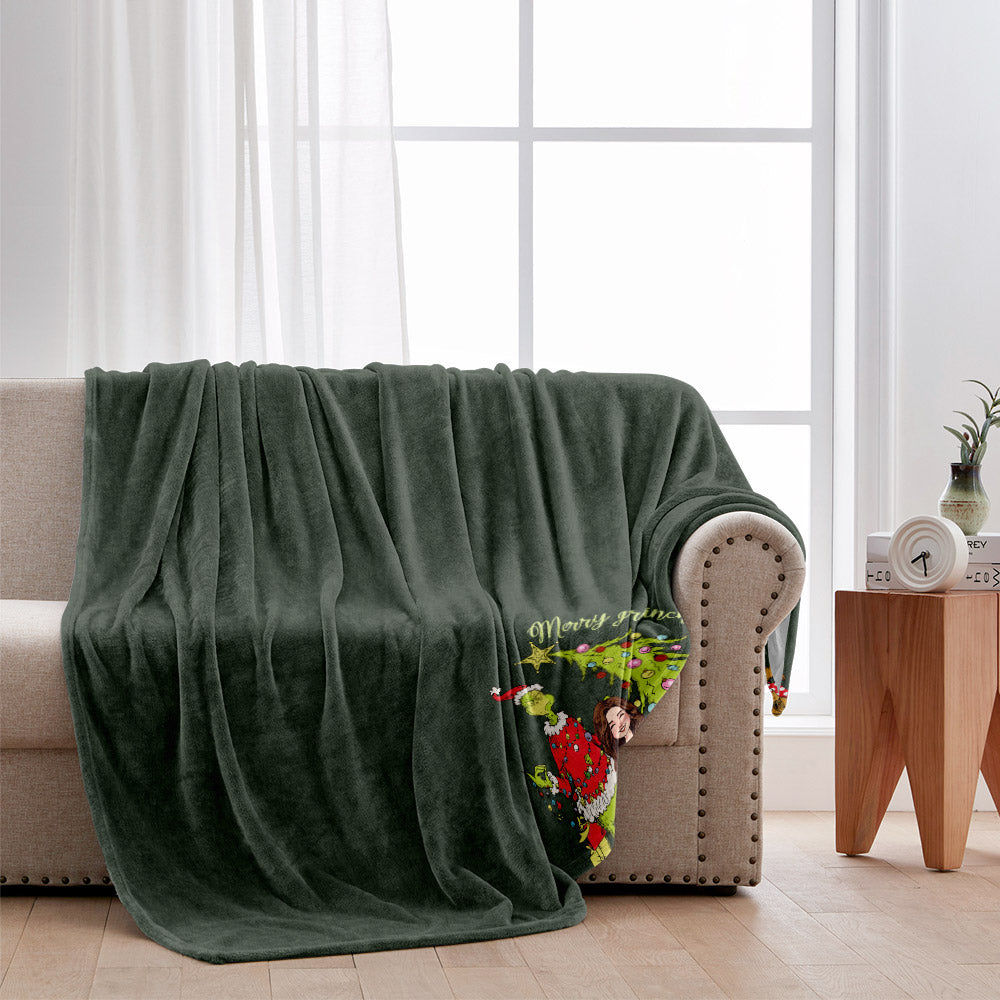 Personalized Merry Christmas Blanket Custom Name Cozy Gift