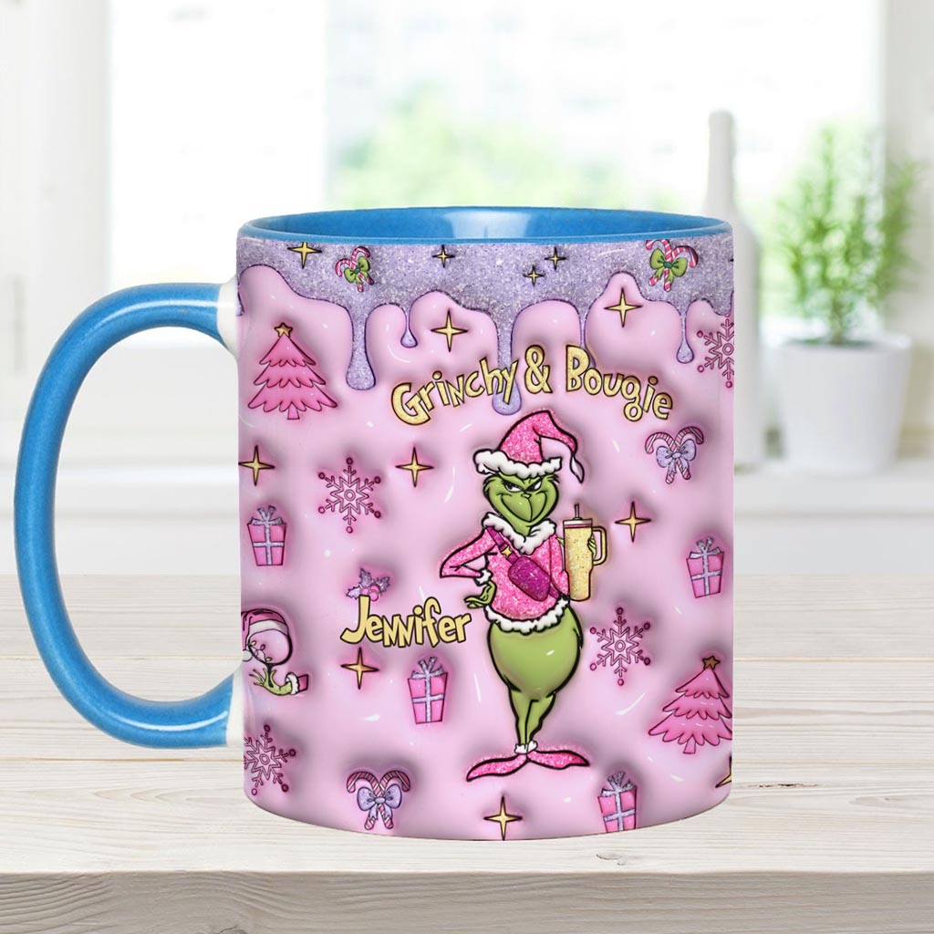 Personalized Grinchy & Bougie Accent Mug Custom Name Gift for Christmas