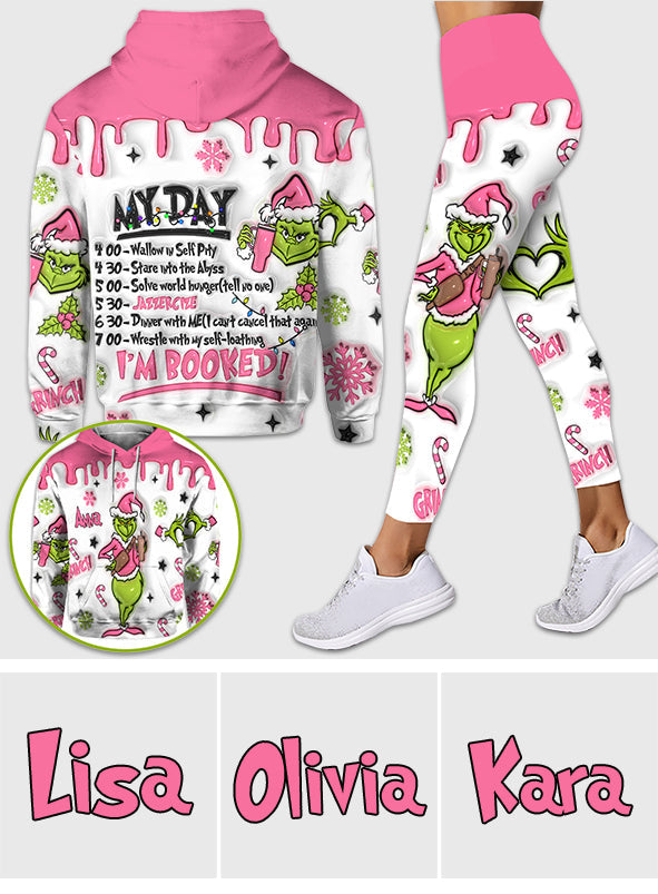 Personalized Christmas Grinch Hoodie and Leggings Set Gift