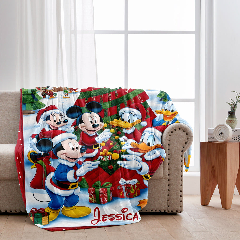 Personalized Merry Christmas Mouse Blanket Soft Flannel Gift