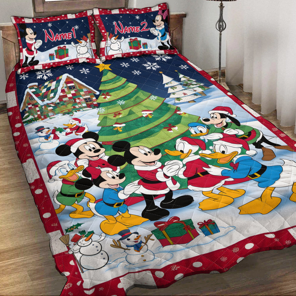Personalized Christmas Mouse Quilt Set Custom Names Gift