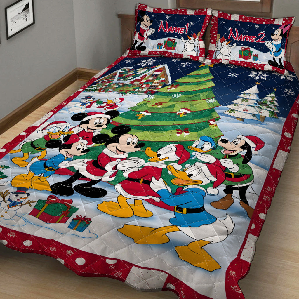 Personalized Christmas Mouse Quilt Set Custom Names Gift