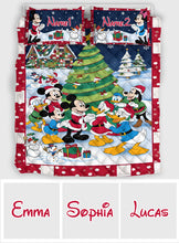 Load image into Gallery viewer, Personalized Christmas Mouse Quilt Set Custom Names Gift
