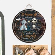 Load image into Gallery viewer, Personalized Nightmare Before Christmas Round Wood Sign for Couples
