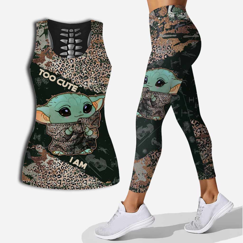 Personalized Hollow Tank Top & Leggings Set for Kids - Too Cute I Am