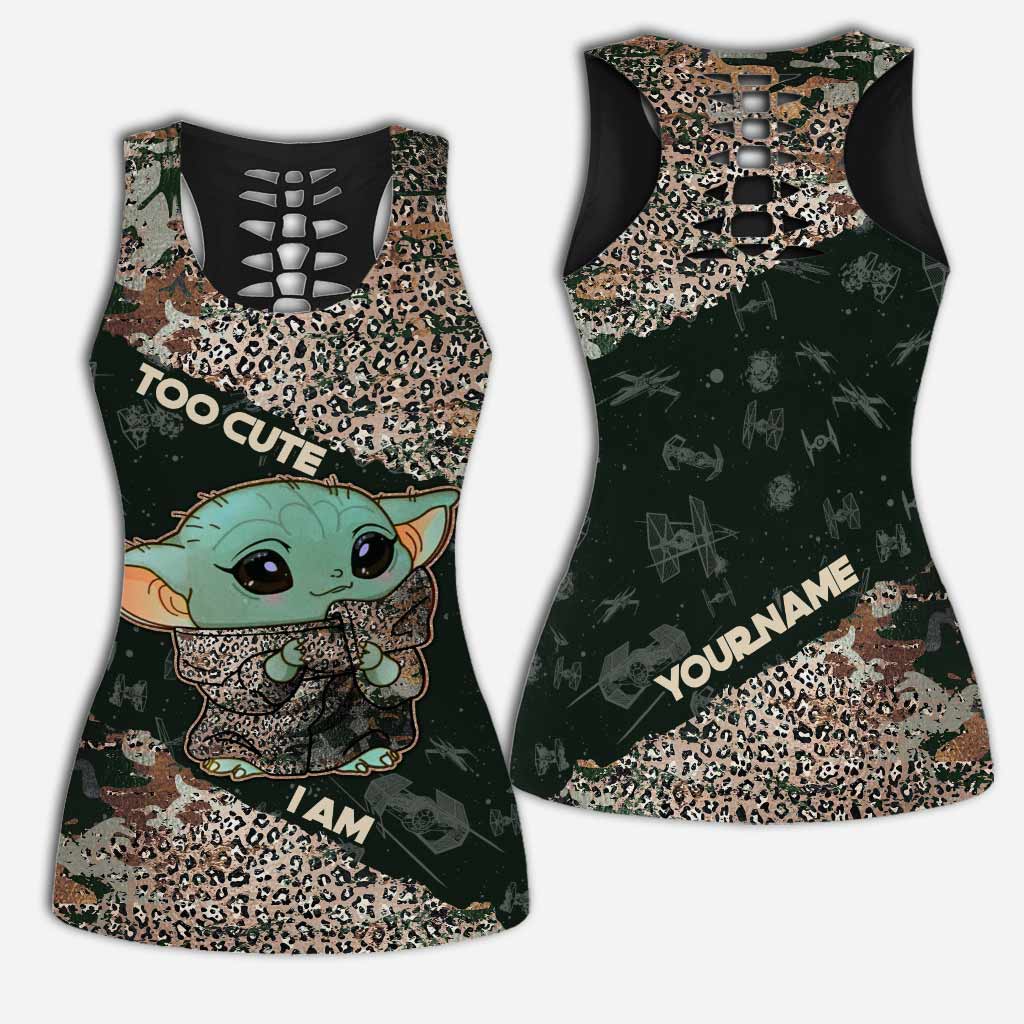 Personalized Hollow Tank Top & Leggings Set for Kids - Too Cute I Am