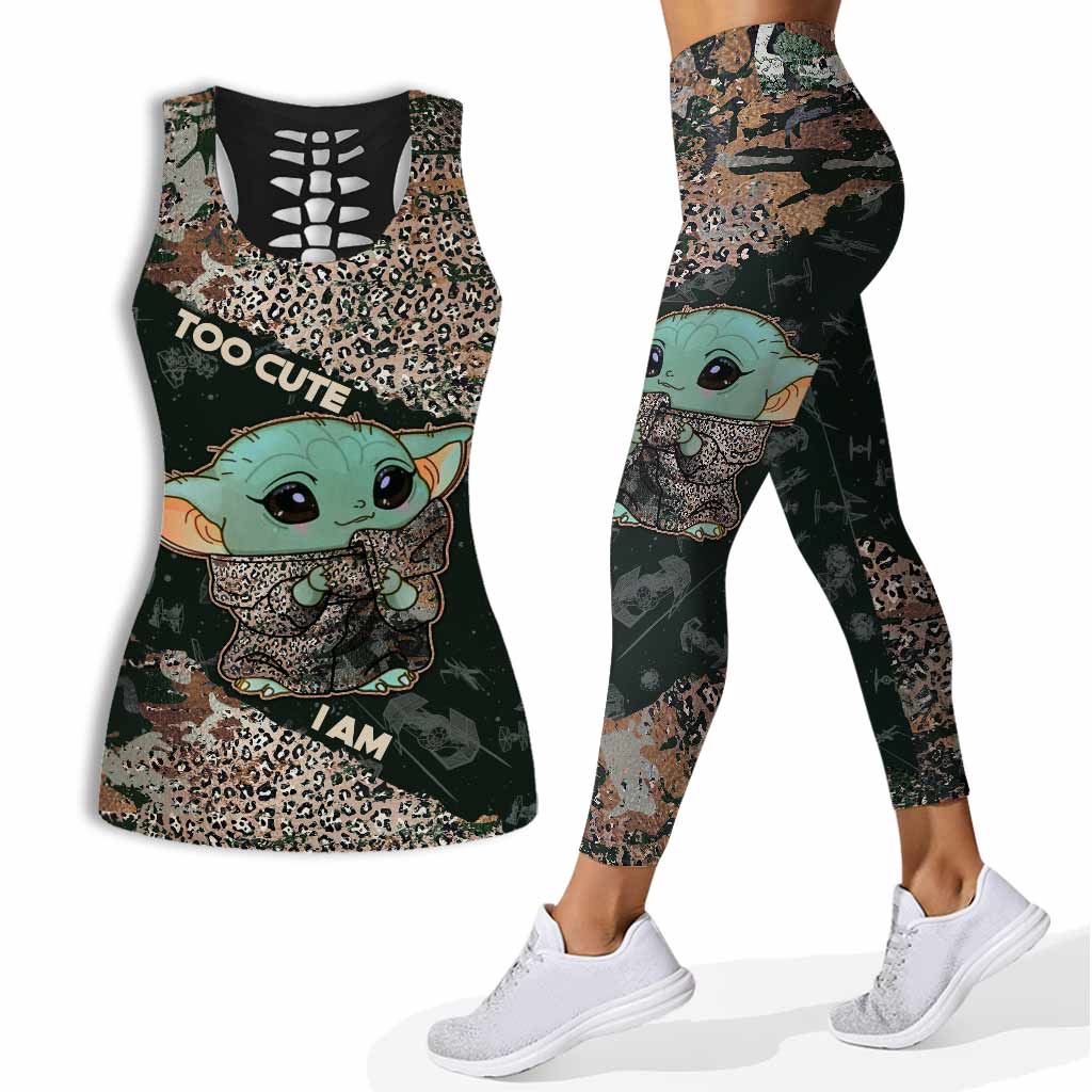 Personalized Hollow Tank Top & Leggings Set for Kids - Too Cute I Am