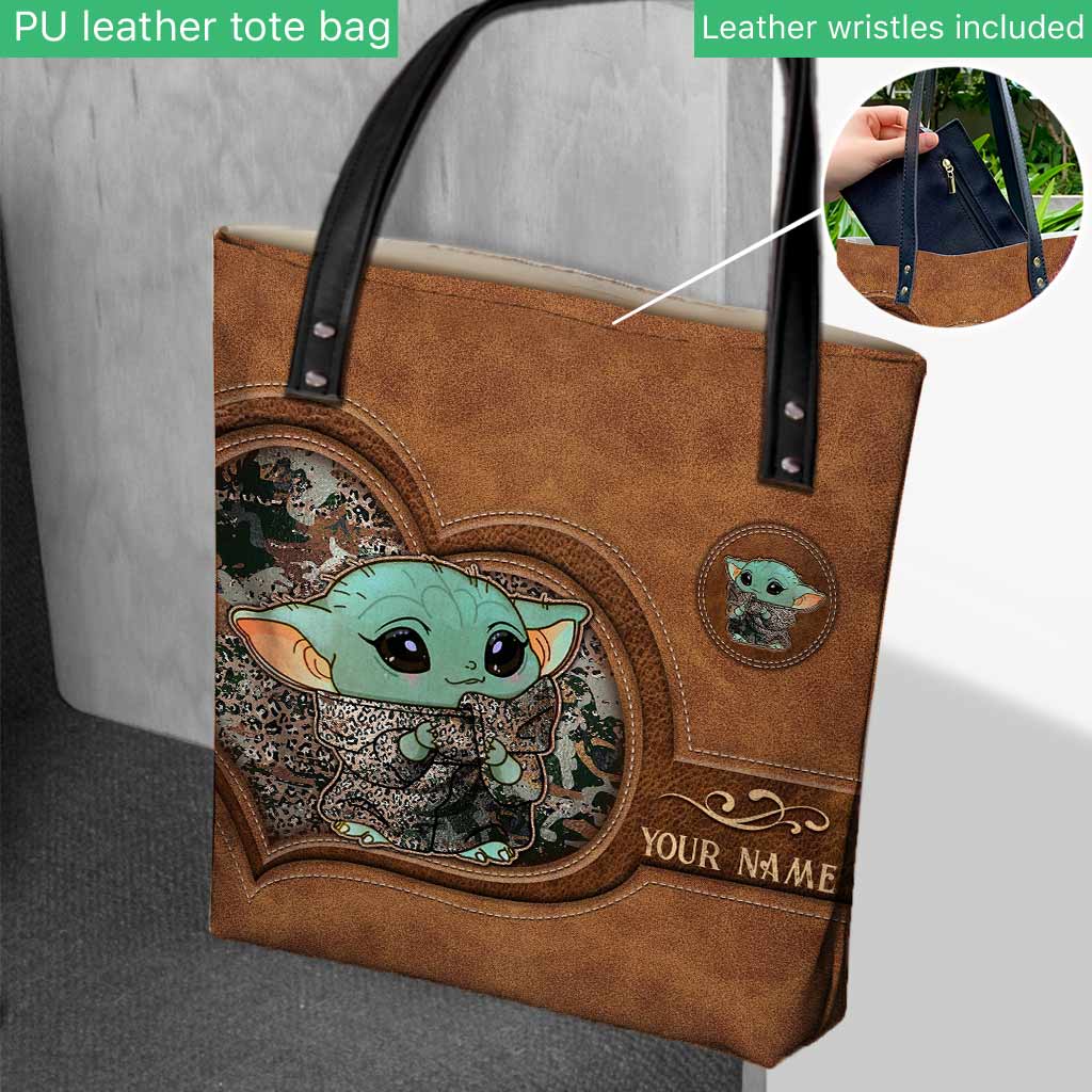 Personalized Leather Tote Bag Custom Name Cute Character Gift