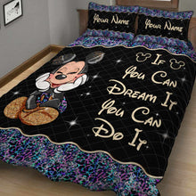 Load image into Gallery viewer, Personalized Mouse Quilt Set Custom Name Gift for Kids
