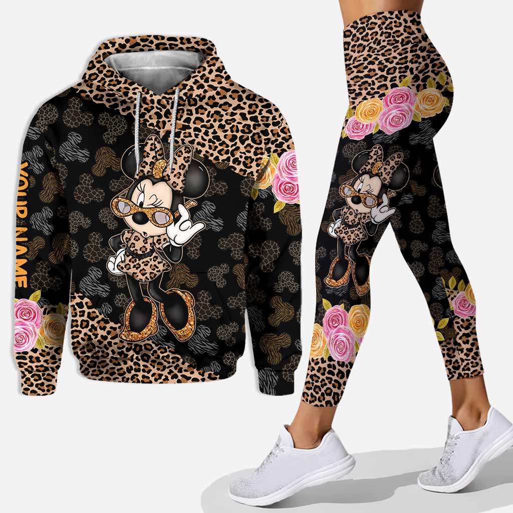 Personalized Leopard Print Hoodie & Leggings Set for Women
