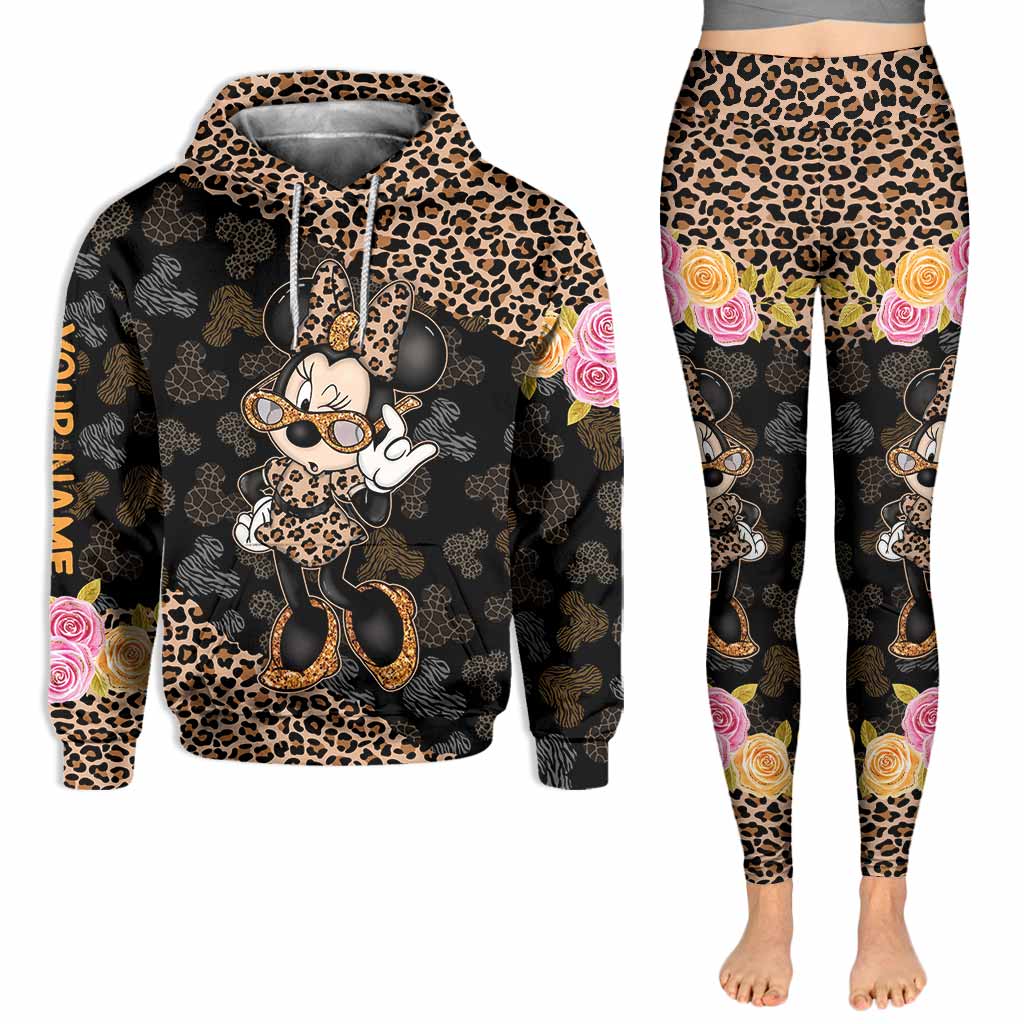Personalized Leopard Print Hoodie & Leggings Set for Women