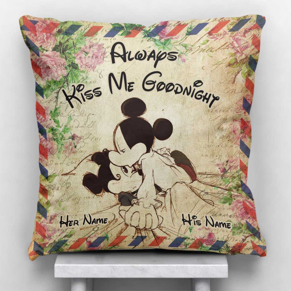 Personalized Always Kiss Me Goodnight Mouse Pillow Custom Name Gift for Couples