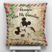 Load image into Gallery viewer, Personalized Always Kiss Me Goodnight Mouse Pillow Custom Name Gift for Couples
